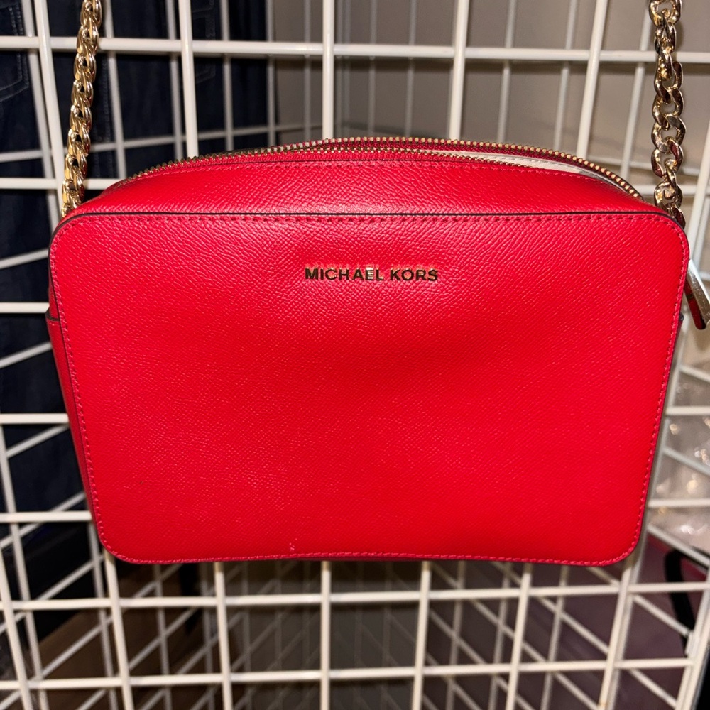 Michael Kors Large Saffiano Red Crossbody Bag